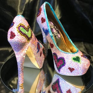 60S INSPIRED HEELS | Groovy Crystal Heel | Rainbow Crystal Shoes ...