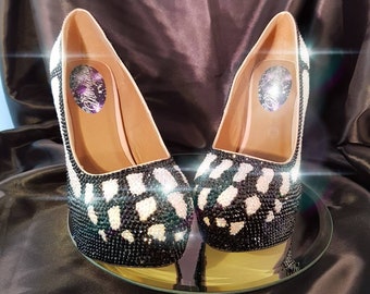 TWINKLE TOES HEELS | Gothic High Heels | Skeletal Feet Shoes | Ladies Goth Shoes | Unique Halloween Crystal Skeleton Goth Heels