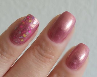 Peep Show - Dusty Rose Pink Nail Polish - Pink Golden Orange Shimmer Nail Polish - Indie Nail Polish - A.V.A. Lacquer - Spring Collection