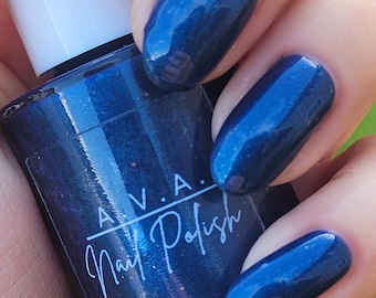 Winter Solstice - Deep Navy Blue with Golden Sparkles - Dark Blue Nail Polish - Handmade Nail Polish - Winter Holidays Nail Polish