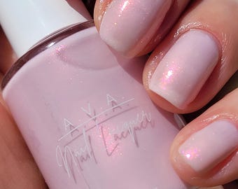 RoseGlow | Pink Shimmer Nail Polish | Blush Fairycore Nails | Handmade Vegan | Spring Nails