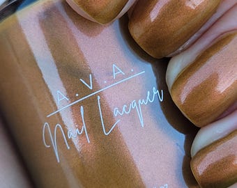 Golden Dawn | Amber Brown Shimmer Nail Polish | Gold Shift Neutral Nails | Handmade Vegan