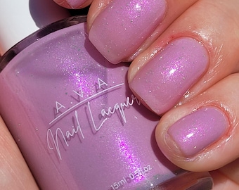 VioletGlow / Esmalte de uñas con brillo lavanda / Uñas de hadas en morado pastel / Vegano hecho a mano / Uñas de primavera
