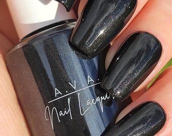 Obsidian Mirror Black Nail Polish with Steel Shimmer | Gothic & Witchy Nails | Halloween Nail Polish | Fall Indie Nail Polish