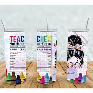 Teacher nutrition facts, teacher 20oz skinny tumbler, teacher present gift, teacher tumbler, teacher life, teacher appreciation gift