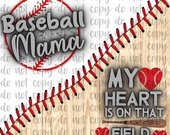 Baseball Mama 20oz Tumbler Wrap: Heart on Field PNG (Digital Download)