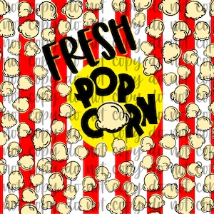 Fresh Popcorn 20oz Skinny Straight Tumbler Wrap Digital Download PNG Sublimation