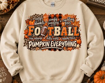 Football Pumpkin Everything PNG | Fall Football Design | Cozy Autumn Game Day Sublimation DTF Digital Download