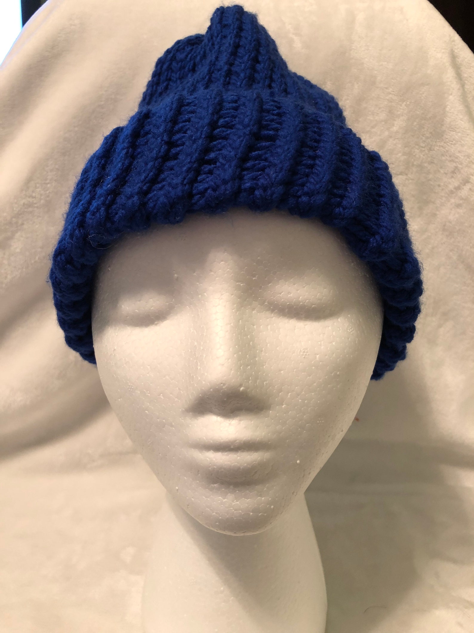 Royal Blue Hand Knit Winter Hat Winter Cap Wintertime Etsy