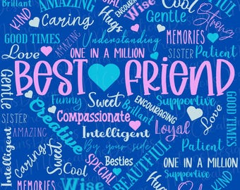 Best Friend Word Collage PNG | Pastel Friendship Sublimation Design | Digital Download for Shirts & Tumblers I Friend Collage I Friendship