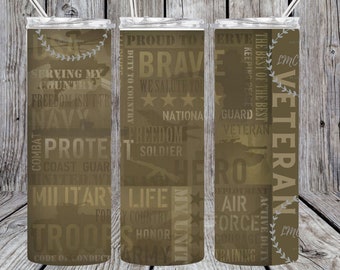 American Veteran 20oz Tumbler: Handmade Insulated Cup