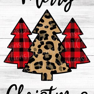 Merry Christmas Tree PNG | Buffalo Plaid & Leopard Tree Clipart | Garden Flag Christmas Design | Digital Download I Christmastime