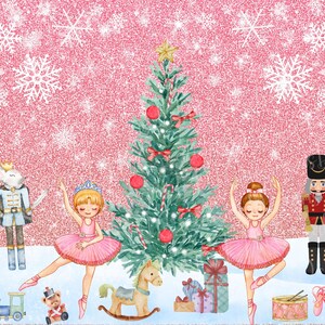 Pink Nutcracker Ballet 20oz Skinny Tumbler Wrap | Elegant Christmas Tumbler PNG | Ballerina Holiday Digital Download | Winter Nutcracker Art