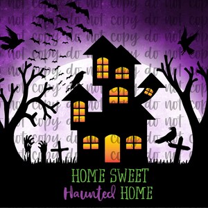 Halloween 20oz Skinny Straight Tumbler Wrap Digital Download PNG Sublimation, Halloween season, Haunted House, Home Sweet Haunted Home