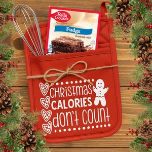 Christmas Calories Don’t Count Potholder | Funny Holiday Kitchen Gift | Gingerbread Baking Decor | Christmas Cooking Accessory