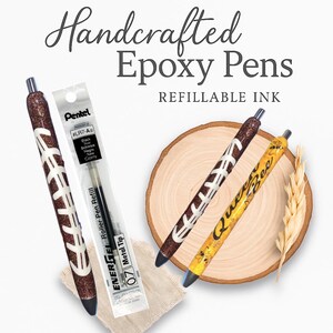 Custom Epoxy Glitter Pen | Handmade Refillable Gel Pen | Unique Gift for Teacher or Coworker | Queen Bee & Football Designs Available image 4