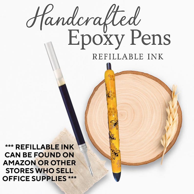 Custom Epoxy Glitter Pen | Handmade Refillable Gel Pen | Unique Gift for Teacher or Coworker | Queen Bee & Football Designs Available image 6