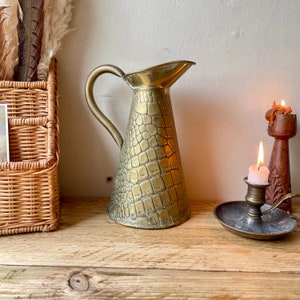 1960s Vintage Snake Skin Brass Tone Jug - Joseph Sankey Style