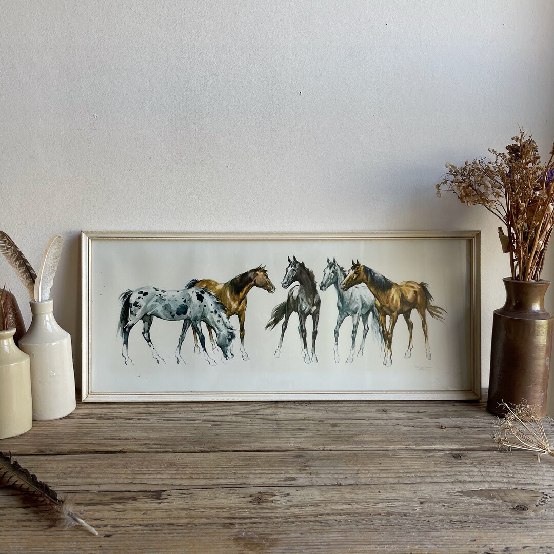 1960s Vintage Framed Horse Print Etsy.de