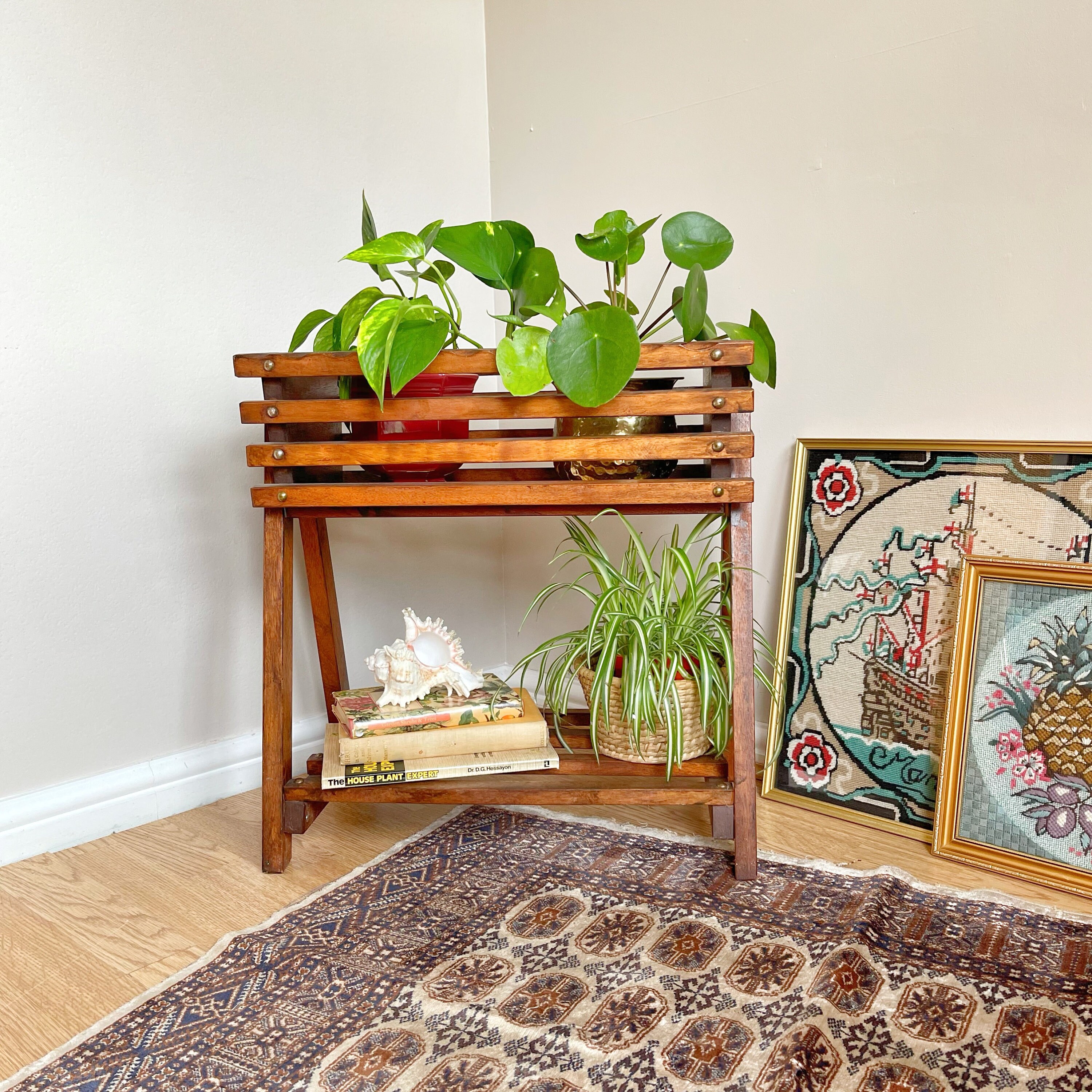 Retro Mid Century Dark Wood Plant Holder / Plant Stand / Boho Etsy