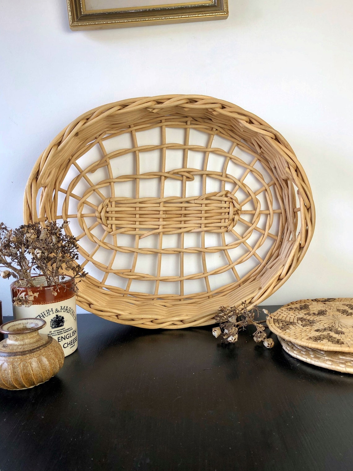 Large Decorative Wicker Plate /boho Bohemian Decor / Rattan / Etsy