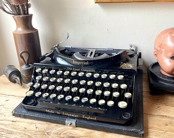 The Good Companion Typewriter by Imperial Black with Ivory Coloured Keys circa 1930s