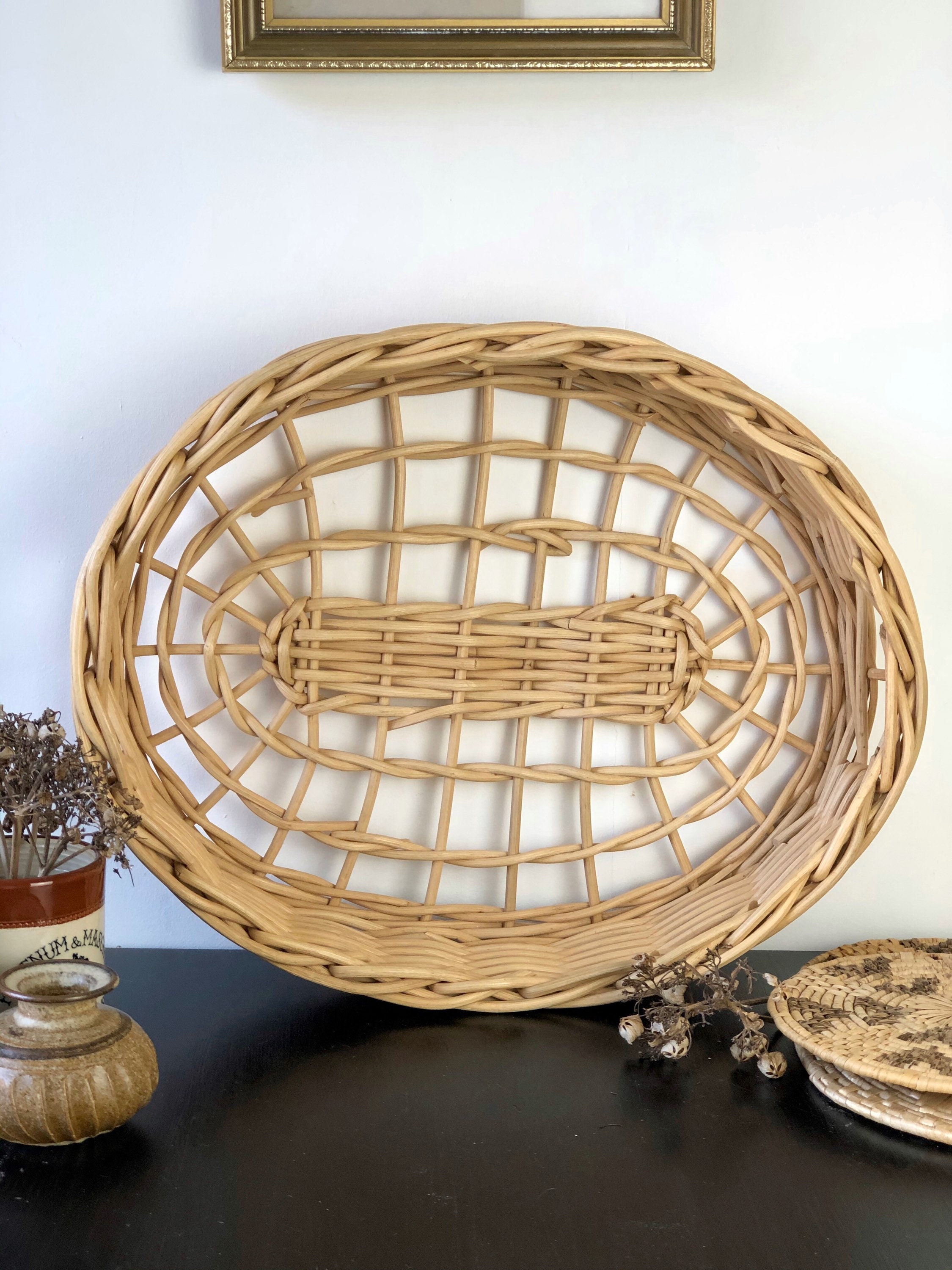 Large Decorative Wicker Plate /boho Bohemian Decor / Rattan / Etsy