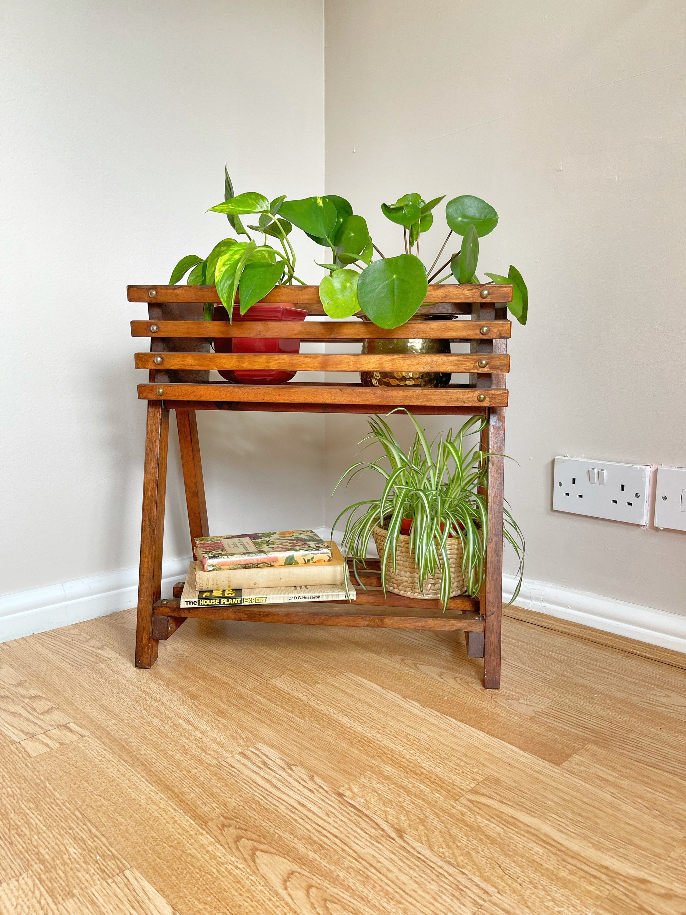 Retro Mid Century Dark Wood Plant Holder / Plant Stand / Boho Etsy