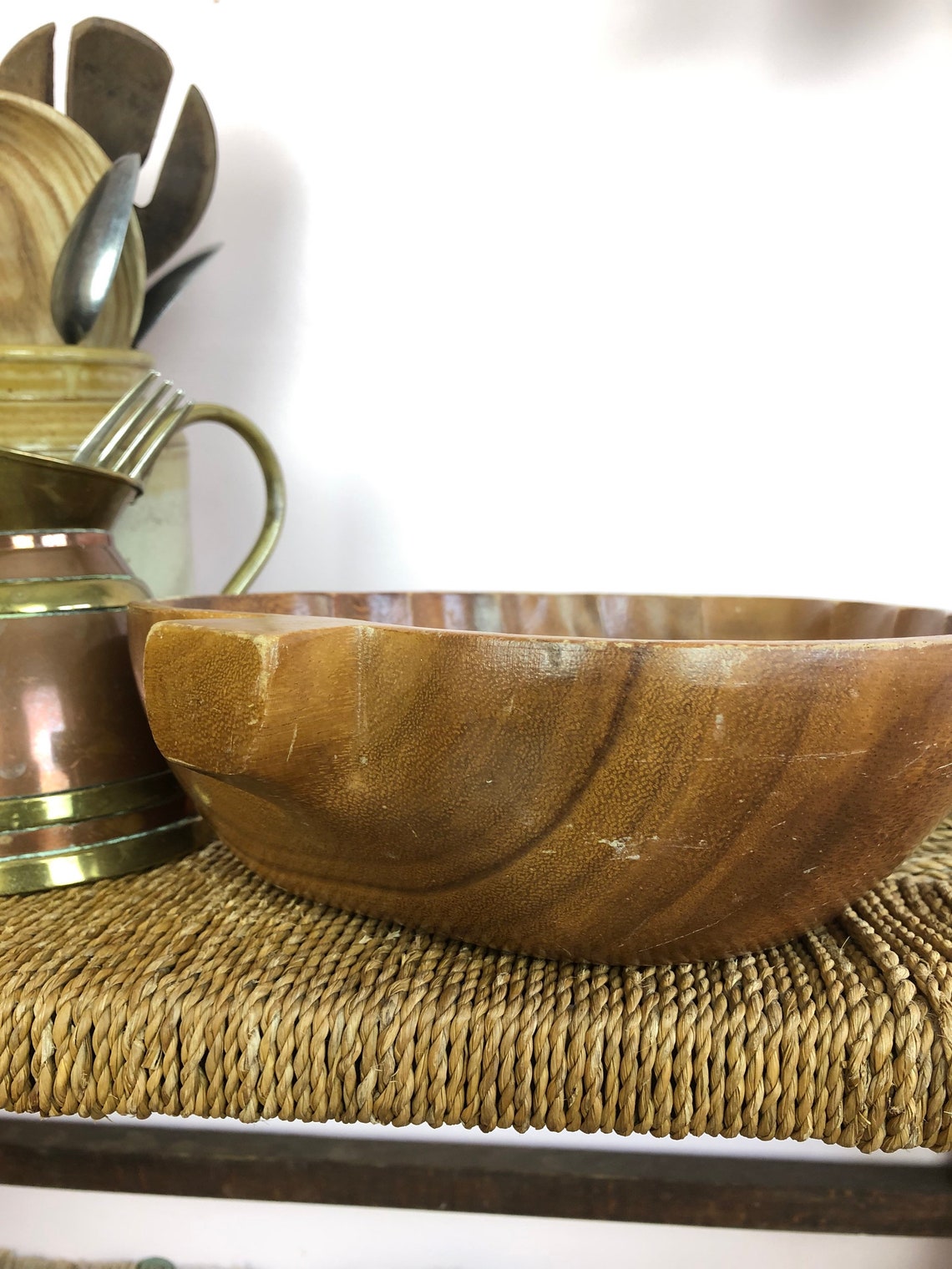 Vintage Wooden Leaf Shaped Bowl / Boho Decor / Serving Dish Etsy