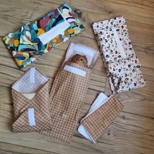 Kit di sacchetti per panini lavabili e riutilizzabili in cotone rivestito, formato pane per panini e mezza baguette e tovagliolo di carta lavabile