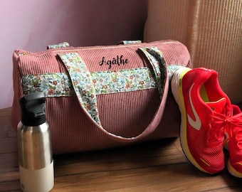 Women's Fabric Sports Bag – Duffel Yoga Bag – Large Colorful Tote Bag – Handmade Bowling Bag by Chtipops Creations
