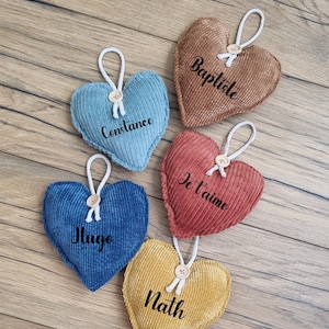 Hanging fabric heart, corduroy, decorative, customizable with inscription