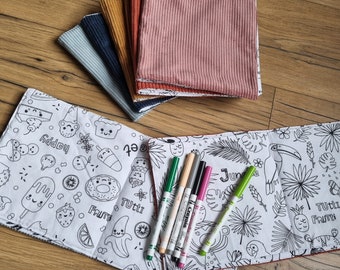 Washable and reusable coloring book or pouch for children or babies