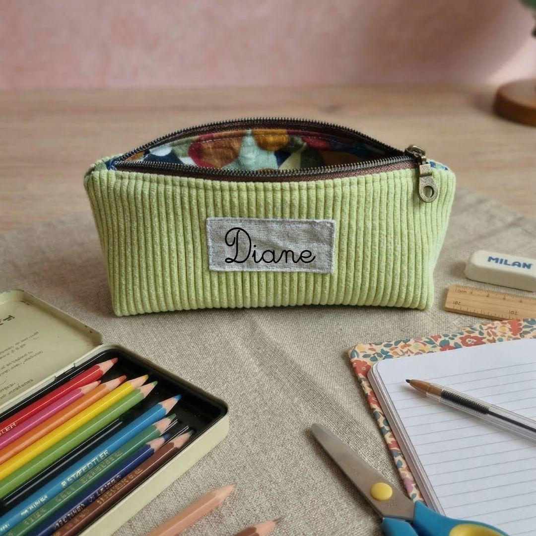 Personalized Corduroy and Coated Cotton Pencil Case With Name - Etsy