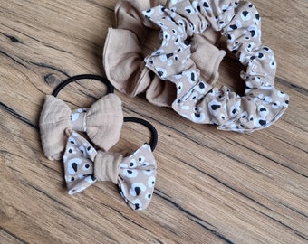 Scrunchie and elastic bow for personalized child and adult hair
