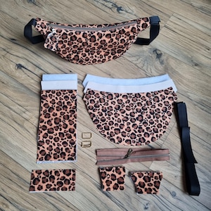 Kit de costura listo para coser: bolso de pana personalizado en forma de media luna con inscripción