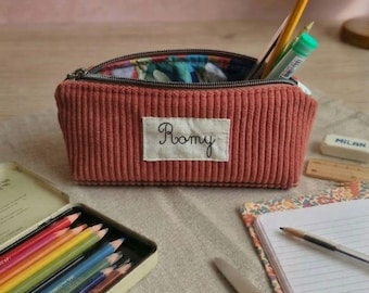 Personalized Corduroy and Coated Cotton Pencil Case With Name - Etsy