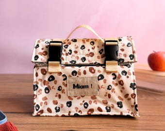 Customizable insulated lunch bag in coated cotton, handmade lunch bag