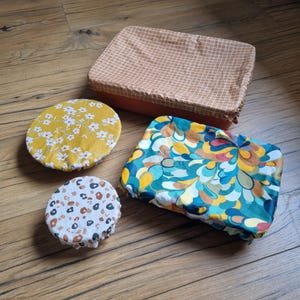 Funda reutilizable de algodón recubierta para alimentos, para cuencos y platos.