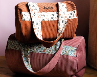 Handmade Bowling Weekend Bag – Large Fabric Carry-On Bag – Handmade Women's Duffel Bag by Chtipops Creations
