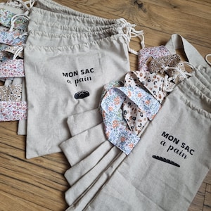 sac à pain, baguette et cake en coton personnalisé avec inscription, pour la conservation des aliments
