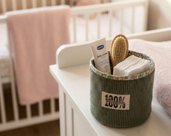 Personalized baby storage basket with name | Handmade baby gift | Personalized baby toiletry basket | Fabric basket