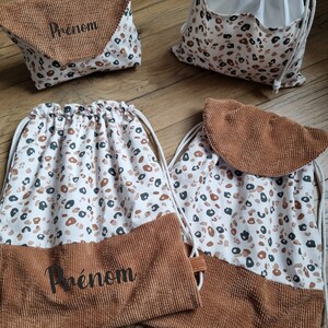 Sac à dos motif graou léopard personnalisé avec prénom pour enfant et bébé