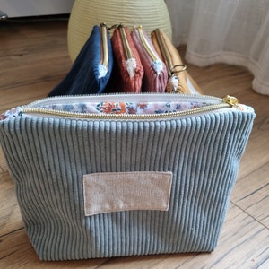 Personalized corduroy pencil case with inscription 3 sizes available bleu clair