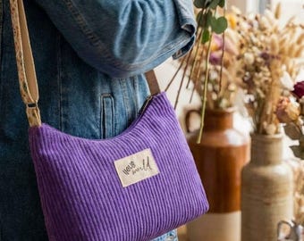 Plum Corduroy Handbag - Retro Chic Messenger Bag - Trendy Small Shoulder Bag for Women