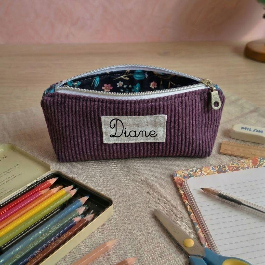 Personalized Corduroy and Coated Cotton Pencil Case With Name - Etsy
