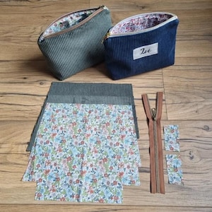 Naaiset klaar om te naaien Gepersonaliseerde corduroy tas met rits en inscriptie