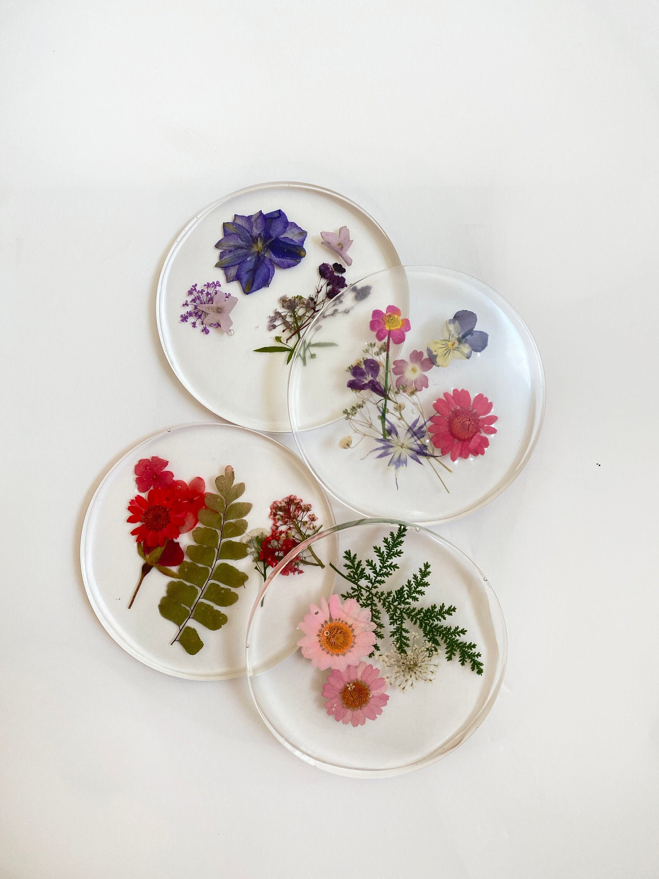 Pressed Flower CoastersSet of 4 Etsy.de