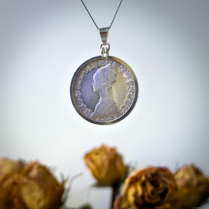 Italian 500 Lire Necklace, 1960 Silver Coin Pendant, Renaissance Woman Jewelry, Italy Gift for Her