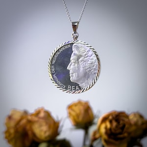 Queen Beatrix Coin Necklace: 1995 Dutch 10 Gulden Silver Pendant